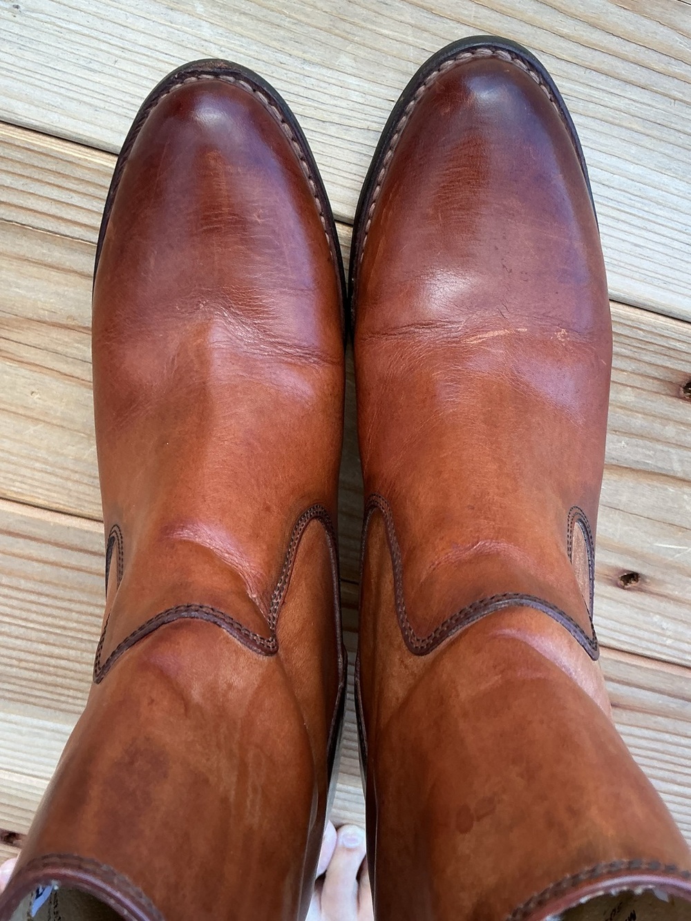 Frye Jackie Leather Ankle Boots 8B Cognac Brown Button Strap Western Block Heel - Picture 6 of 16